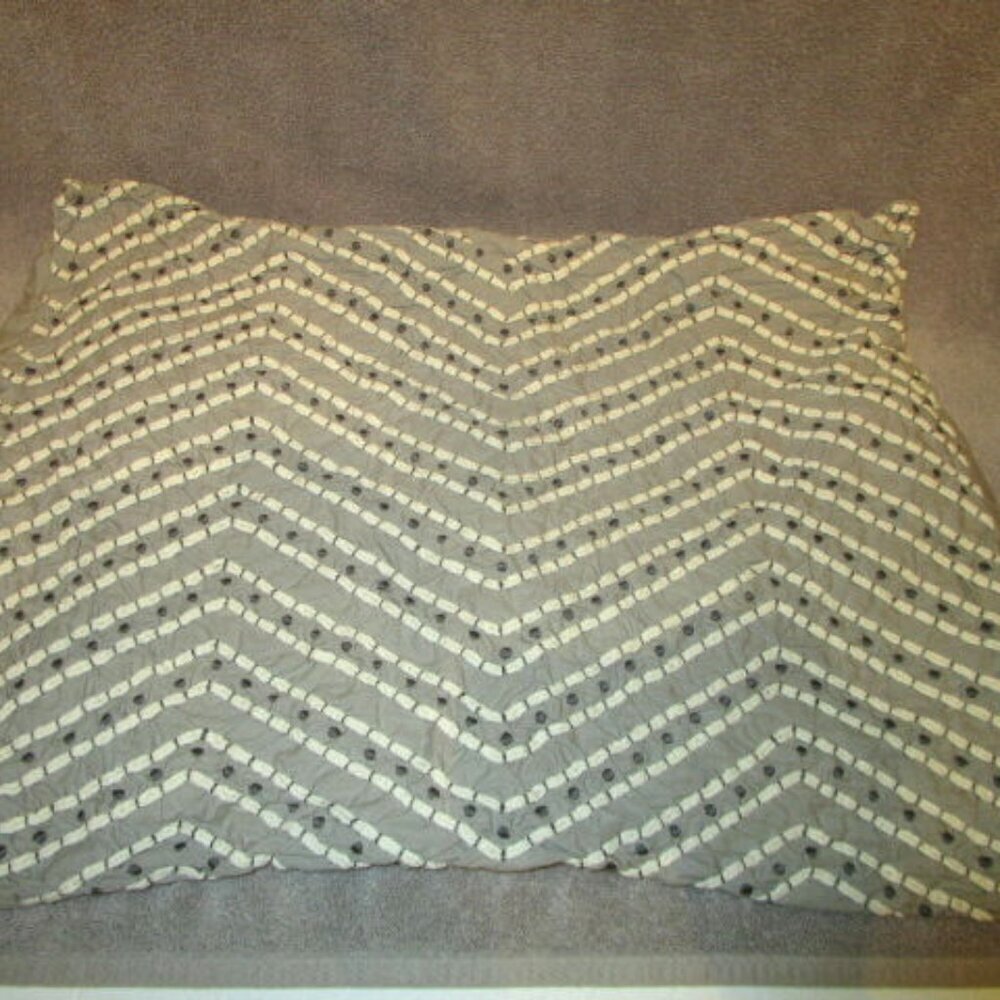 West Elm Embroidered Quilted Pillow Shams Cotton Textured Chevron Standard 2 Pc